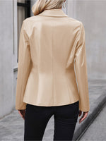 Load image into Gallery viewer, Women's Leather Jacket Double Breasted Lapel Tailored Blazer Style
