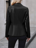 Load image into Gallery viewer, Women's Leather Jacket Double Breasted Lapel Tailored Blazer Style
