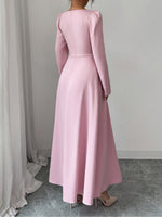 Load image into Gallery viewer, Women's Mother of the Bride Pink Maxi Dress Square Neck Pleated Skirt