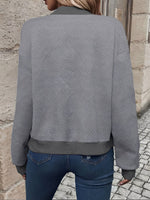 Load image into Gallery viewer, Effortless Bomber Jacket for Women with Zip Front Waffle Knit Ribbed Trim Style