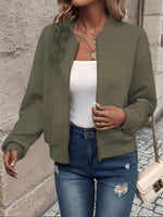 Load image into Gallery viewer, Effortless Bomber Jacket for Women with Zip Front Waffle Knit Ribbed Trim Style