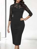Load image into Gallery viewer, Women's Mother of the Bride Lace Bodycon Dress High Neck Sleeve Style