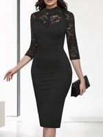 Load image into Gallery viewer, Women's Mother of the Bride Lace Bodycon Dress High Neck Sleeve Style
