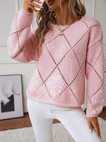 Load image into Gallery viewer, Women's Sequin Knit Sweater Crew Neck Diamond Pattern Sparkle Style