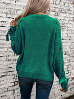 Load image into Gallery viewer, Women's Sweatshirt Lace Trim Sleeve Crewneck Waffle Knit Style