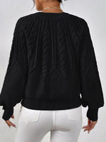 Load image into Gallery viewer, Women's Cable Knit Sweater V Neck Balloon Sleeve Oversized Style