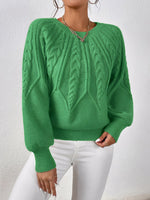 Load image into Gallery viewer, Women's Cable Knit Sweater V Neck Balloon Sleeve Oversized Style