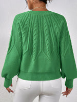 Load image into Gallery viewer, Women's Cable Knit Sweater V Neck Balloon Sleeve Oversized Style