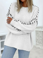 Load image into Gallery viewer, Comfortable Oversized Sweater for Women with Crew Neck Whipstitch Sleeve Detail