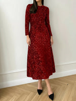 Load image into Gallery viewer, Women's Sequin Maxi Dress Round Neck Long Sleeve Flowing Sparkle Autumn Wedding Guest Style