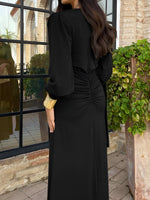 Load image into Gallery viewer, Women's Maxi Dress V Neck Long Sleeve Ruched High Low Fall Wedding Guest Style