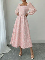 Load image into Gallery viewer, Women's Midi Dress Square Neck Long Sleeve Flowing a Line Formal Wedding Guest Style