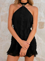 Load image into Gallery viewer, Women's Bodycon Dress Halter Neck Tiered Ruffle Mini Style