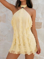 Load image into Gallery viewer, Women's Bodycon Dress Halter Neck Tiered Ruffle Mini Style