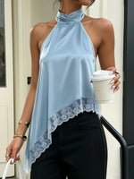 Load image into Gallery viewer, Effortless Going Out Top for Women with Satin Halter Fringe Open Back