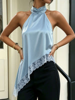 Load image into Gallery viewer, Effortless Going Out Top for Women with Satin Halter Fringe Open Back