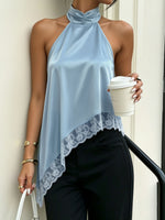 Load image into Gallery viewer, Effortless Going Out Top for Women with Satin Halter Fringe Open Back