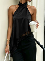 Load image into Gallery viewer, Effortless Going Out Top for Women with Satin Halter Fringe Open Back