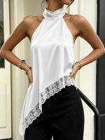 Load image into Gallery viewer, Effortless Going Out Top for Women with Satin Halter Fringe Open Back