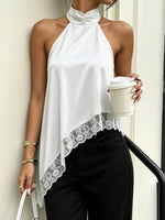 Load image into Gallery viewer, Effortless Going Out Top for Women with Satin Halter Fringe Open Back