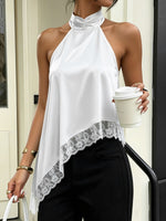 Load image into Gallery viewer, Effortless Going Out Top for Women with Satin Halter Fringe Open Back