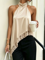 Load image into Gallery viewer, Effortless Going Out Top for Women with Satin Halter Fringe Open Back