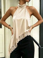 Load image into Gallery viewer, Effortless Going Out Top for Women with Satin Halter Fringe Open Back