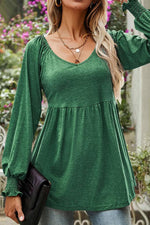 Load image into Gallery viewer, Women's Tunics Empire Waist Long Sleeve V-Neck Babydoll Style