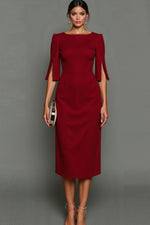 Load image into Gallery viewer, Women's Cocktail Dress Round Neck Half Sleeve Bodycon Midi Formal Style