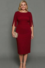 Load image into Gallery viewer, Women's Cocktail Dress Round Neck Half Sleeve Bodycon Midi Formal Style
