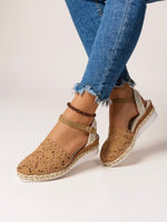 Load image into Gallery viewer, Comfortable Platform Sandals for Women with Boho Crochet Ankle Strap Espadrille Style