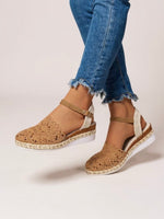 Load image into Gallery viewer, Comfortable Platform Sandals for Women with Boho Crochet Ankle Strap Espadrille Style