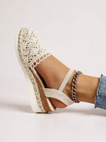 Load image into Gallery viewer, Comfortable Platform Sandals for Women with Boho Crochet Ankle Strap Espadrille Style