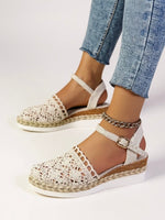 Load image into Gallery viewer, Comfortable Platform Sandals for Women with Boho Crochet Ankle Strap Espadrille Style