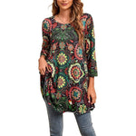 Load image into Gallery viewer, Women's Boho Tunics Mandala Print Swing Silhouette Elbow Sleeve