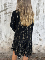 Load image into Gallery viewer, Women's Lace Mini Dress V Neck Bell Sleeve Tiered Ruffle Hem