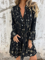 Load image into Gallery viewer, Women's Lace Mini Dress V Neck Bell Sleeve Tiered Ruffle Hem