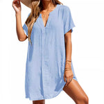 Load image into Gallery viewer, Women's Sundress V-Neckline Short Sleeve Casual Tunic Style