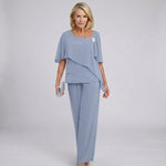 Load image into Gallery viewer, Women's Wide Leg Set Round Neck Flutter Sleeve Draped Two Piece Formal Wedding Guest Style