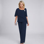 Load image into Gallery viewer, Women's Wide Leg Set Round Neck Flutter Sleeve Draped Two Piece Formal Wedding Guest Style