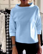 Load image into Gallery viewer, Women's Boat Neck Blouses Elbow Sleeve Relaxed Drapey Soft Knit Style