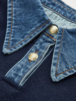 Load image into Gallery viewer, Women's Polo Shirts Denim Collar Knit Sweater Design
