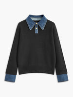 Load image into Gallery viewer, Women's Polo Shirts Denim Collar Knit Sweater Design