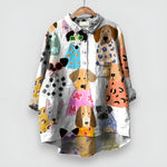 Load image into Gallery viewer, Women's Printed Shirt Collared Neck Long Sleeve Button Front Relaxed Casual Style