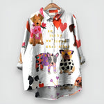 Load image into Gallery viewer, Women's Printed Shirt Collared Neck Long Sleeve Button Front Relaxed Casual Style
