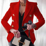 Load image into Gallery viewer, Women's Tailored Blazer Double Breasted Gold Button Fitted Structured Style