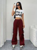 Load image into Gallery viewer, Women's Cargo Pants Drawstring Waist Wide Leg Pockets Streetwear Style