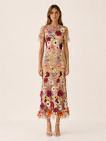 Load image into Gallery viewer, Women's Wedding Guest Dress Round Neck Short Sleeve Floral Midi Formal Style
