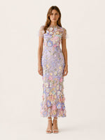 Load image into Gallery viewer, Women's Wedding Guest Dress Round Neck Short Sleeve Floral Midi Formal Style