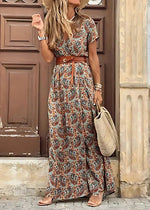 Load image into Gallery viewer, Women's Floral Dress V Neck Sleeveless Side Split Maxi Casual Style